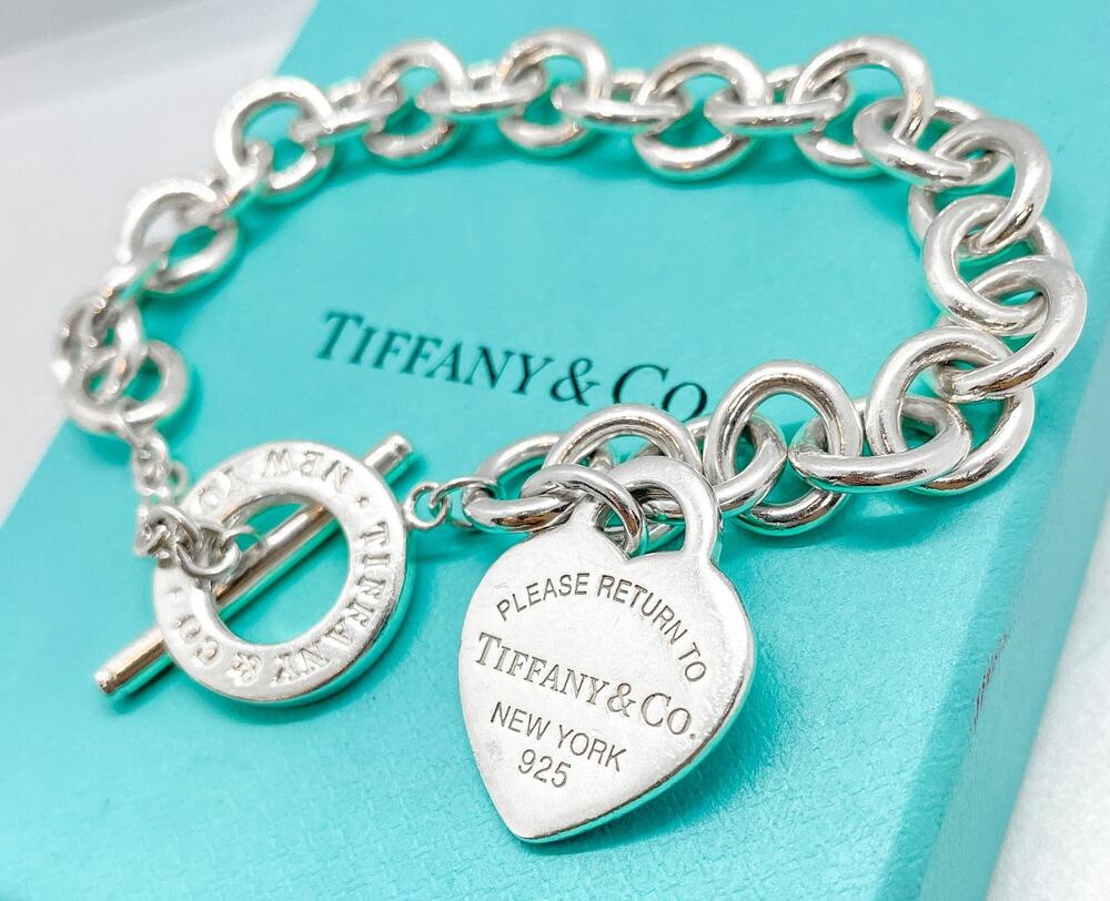 Tiffany & Co. Return to Tiffany Heart Tag Toggle Bracelet Sterling Silver 8"